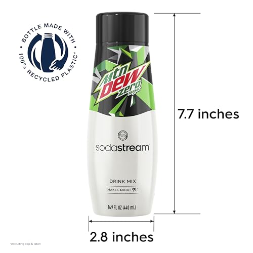 Sodastream Mountain Dew Zero Sugar Drink Mix for Sparkling Water Makers | Sugar-Free, 0 Calories, 48mg Caffeine/12oz | M