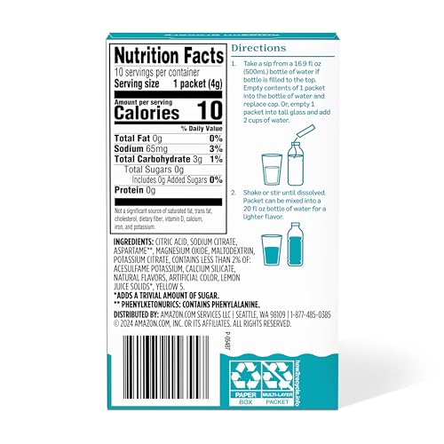 Happy Belly Lemon Drink Mix for Kids and Adults, Refreshing and Healthy 10 Packets, 1.4 Oz Each
| Amazon Grocery Refres