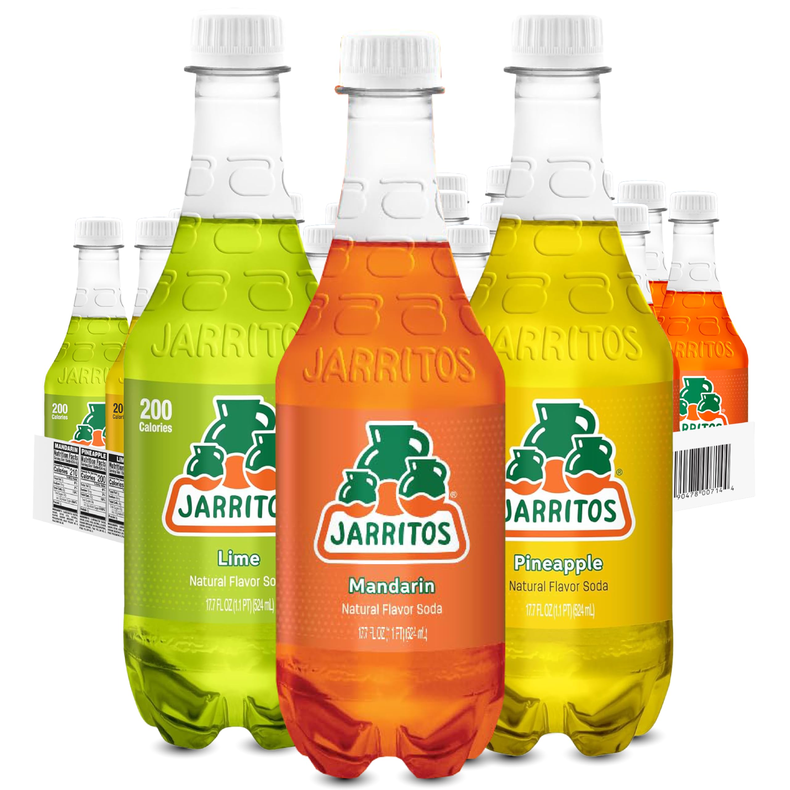 Jarritos Mexican Soda 3-Flavor Variety Pack - 12 Mandarin, 6 Lime, & 6 Pineapple - Real Cane Sugar - Party & BBQ Beverag
