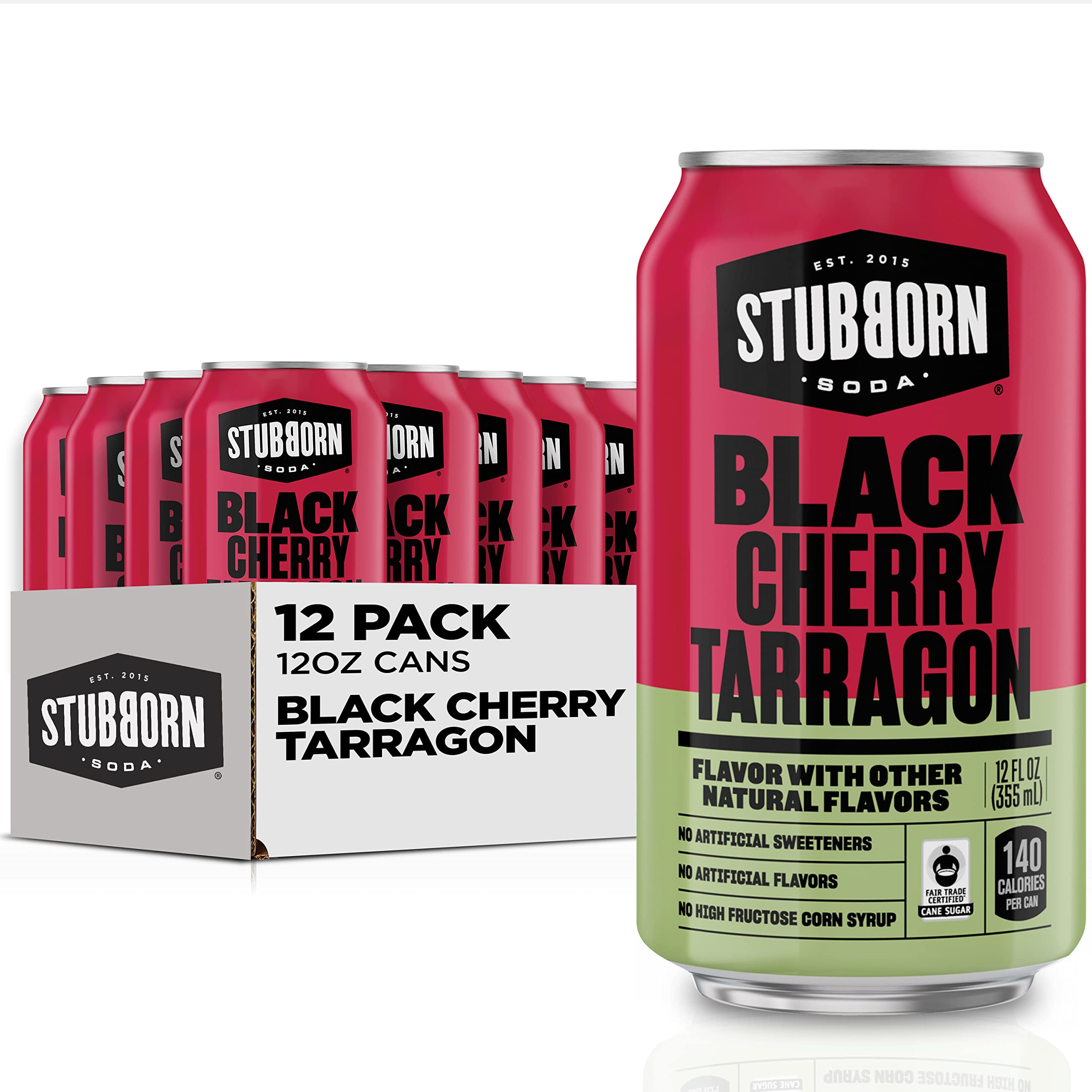 Black Cherry Tarragon Soda, Taste sensation for adults, Refreshing on hot summer days, Non-gmo, 12oz Cans (12 Pack) Fair