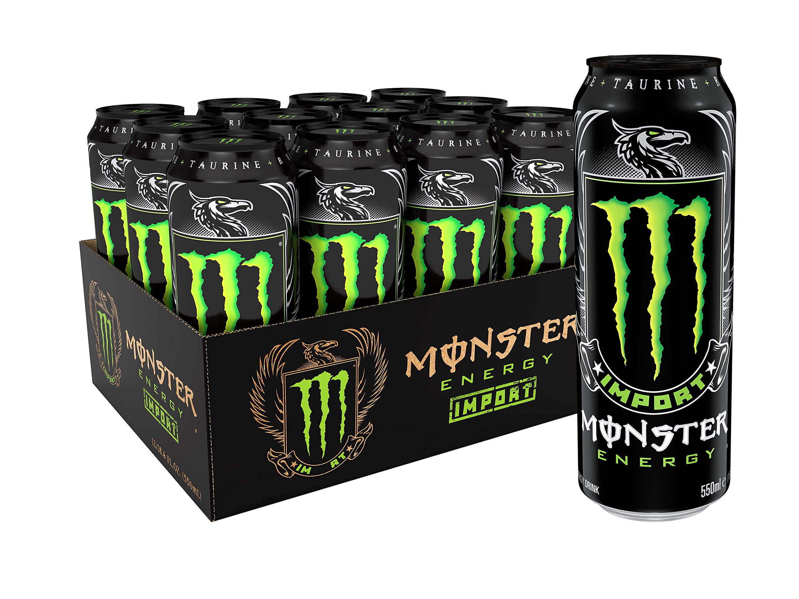 [Monster Energy Import + Energy Drink] + [18.6 Ounce] + [Caffeinated] + [Youth] + [Gym] + [Bragg's Rotti-Free Guarantee