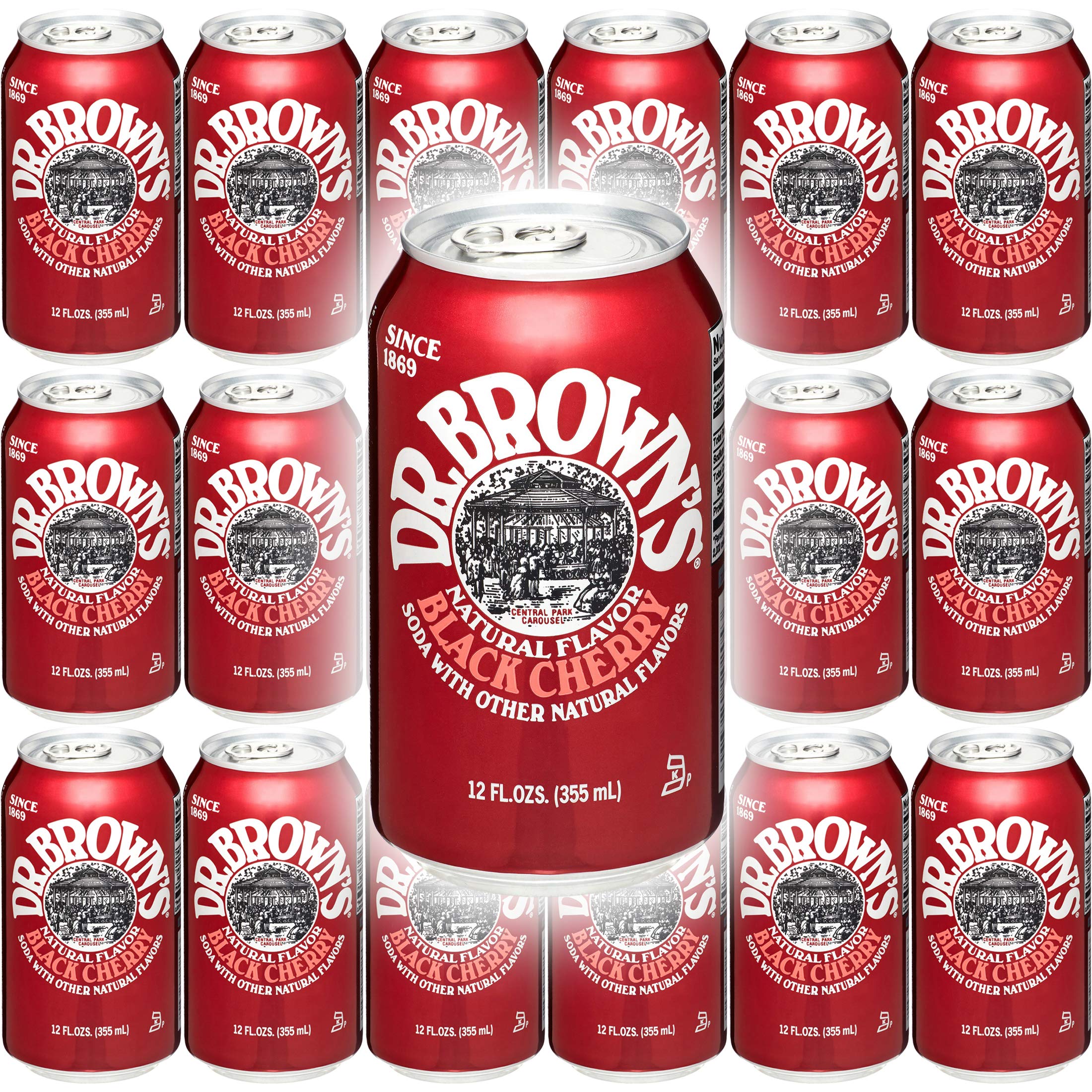 Dr. Browns Soda Black Cherry 12 oz Can Pack of 18 Total 216 Oz for Kids School Picnic Partykoa